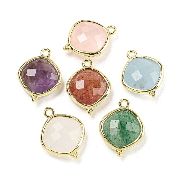 

PandaHall Natural Mixed Gemstone Pendants, Rack Plating Golden Plated Brass Faceted Rhombus Charms, Mixed Dyed and Undyed, 19x14.5x5.5mm...