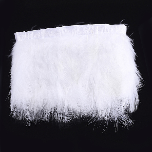 

PandaHall Turkey Feather Fringe Trimming, Costume Accessories, Dyed, White, 120~180mm, about 2m/bag Feather Feather White