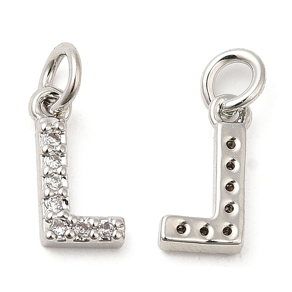 

PandaHall Brass Micro Pave Grade AAA Cubic Zirconia Charms, Letter L, Cadmium Free & Nickel Free & Lead Free, Real Platinum Plated..., Clear