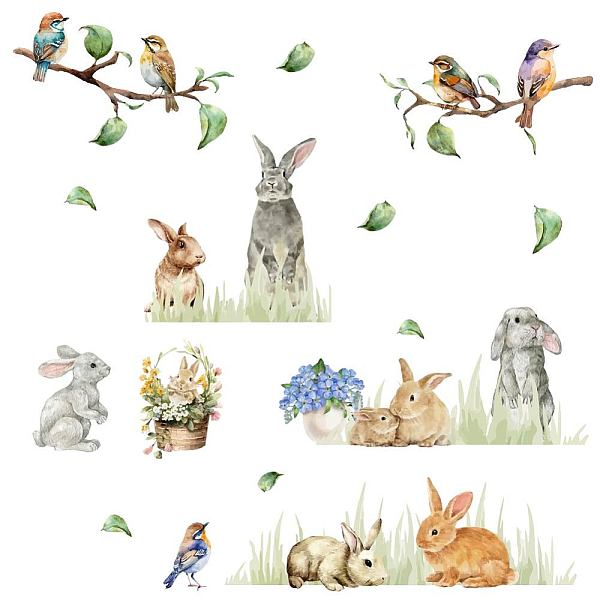 

PandaHall PVC Wall Stickers, Wall Decoration, Rabbit Pattern, 980x390mm Plastic Rabbit