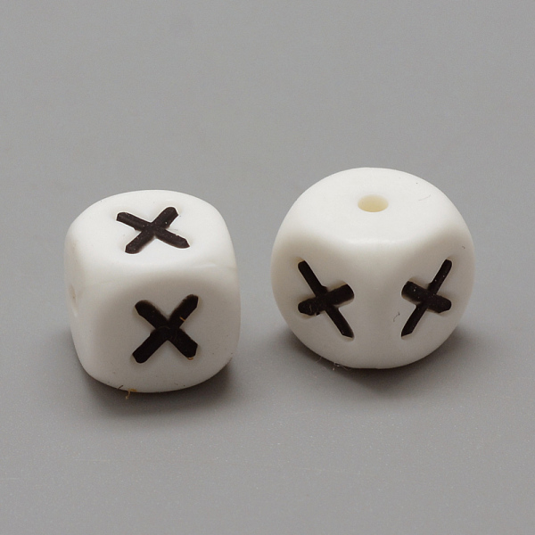 

PandaHall Food Grade Eco-Friendly Silicone Beads, Chewing Beads For Teethers, DIY Nursing Necklaces Making, Letter Style, Cube, Letter.X..., White