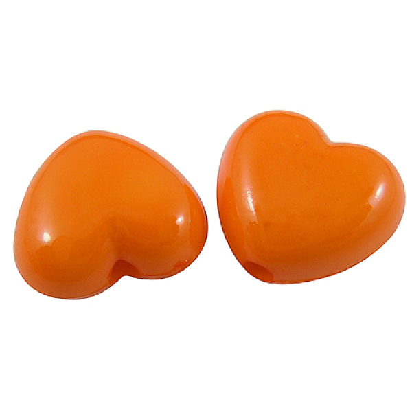 

PandaHall Opaque Acrylic Beads, Opaque, Heart, Dark Orange, Size: about 10mm long, 11mm wide, 6mm thick, hole: 2mm Acrylic Heart Orange
