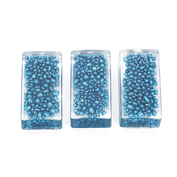 

PandaHall Translucent Acrylic Cabochons, with Stone, Rectangle, Steel Blue, 30x15.5x8mm Acrylic Rectangle