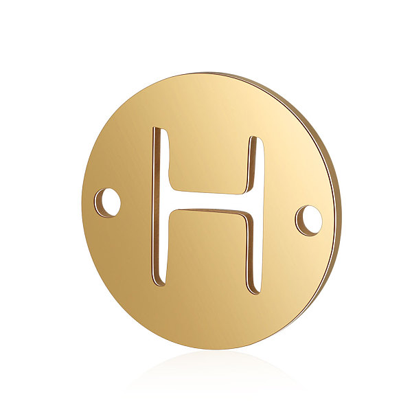 

PandaHall Titanium Steel Links connectors, Flat Round with Letter, Golden, Letter.H, 12x0.8mm, Hole: 0.8mm Titanium Steel Letter H