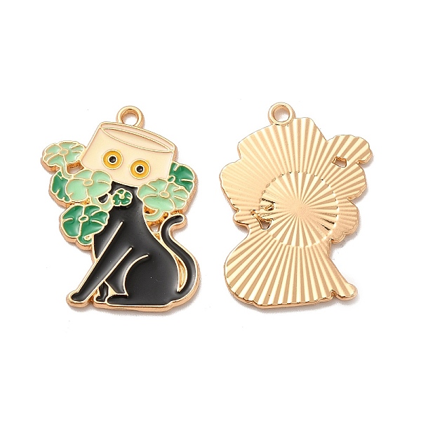 

PandaHall Alloy Enamel Pandants, Lead Free & Cadmium Free, for Halloween, Cat Charm, Light Gold, 30x24x1.5mm, Hole: 1.8mm Alloy+Enamel Cat...