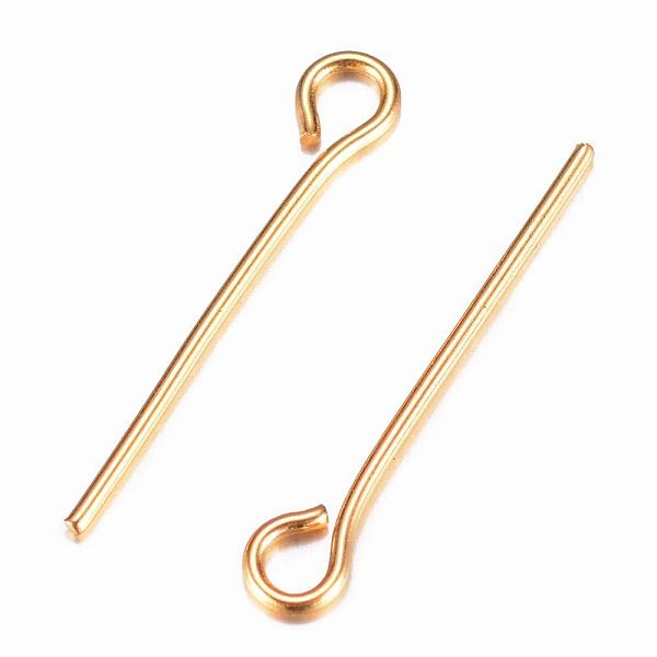 

PandaHall Ion Plating(IP) 304 Stainless Steel Eye Pin, Golden, 18mm, Hole: 1.9x2mm, Pin: 0.7mm 304 Stainless Steel