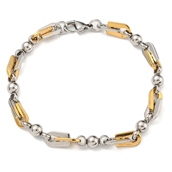 

PandaHall Two Tone 304 Stainless Steel Arch & Round Link Chain Bracelet, Golden & Stainless Steel Color, 9-1/8 inch(23cm), Wide: 7mm 304...