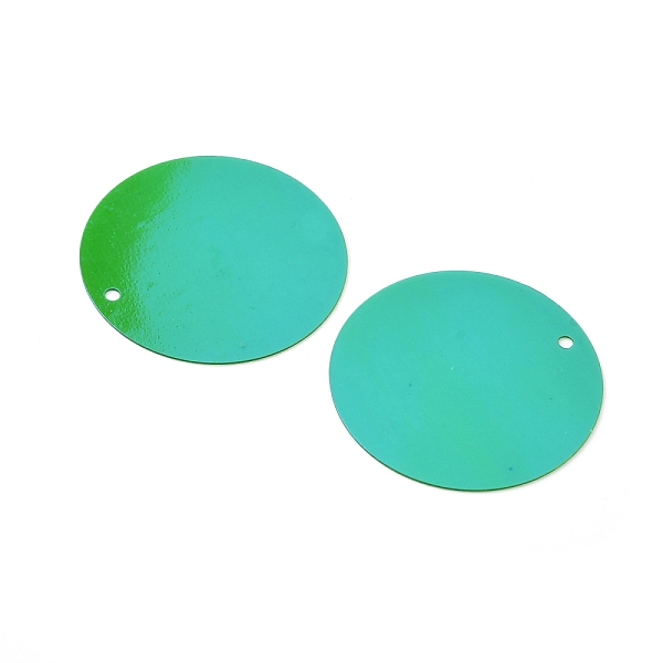 

PandaHall Ornament Accessories, Iridescent PVC Plastic Paillette/Sequins Pendants, Flat Round, Light Sea Green, 29~30x0.2mm, Hole: 1.5mm PVC...