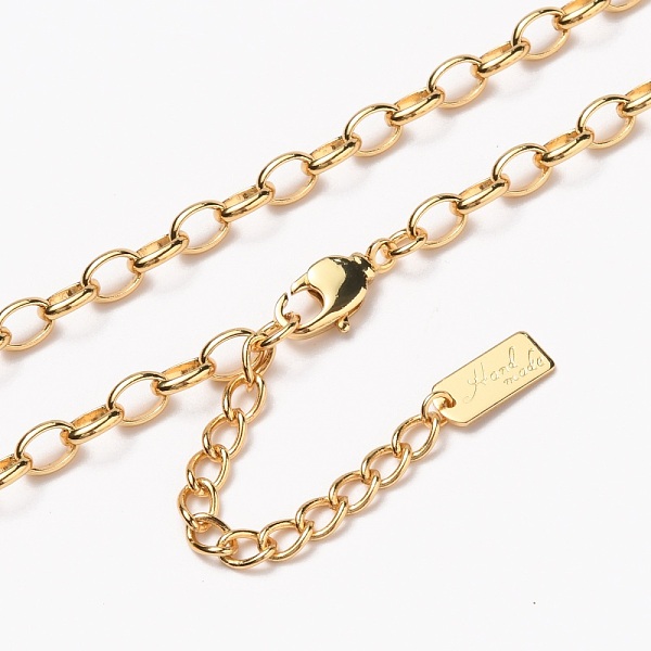 

PandaHall Brass Cable Chain Necklaces, with Lobster Claw Clasps, Long-Lasting Plated, Word Hand Made, Real 18K Gold Plated, 24-3/8 inch...