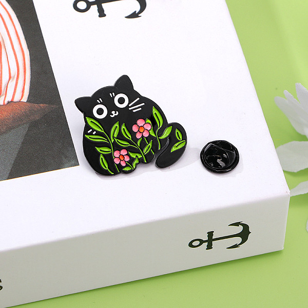 

PandaHall Love Cat Flower Grass Alloy Enamel Pin Badge, Cute Cartoon Brooch, Clothes Decorations Bag Accessories, Green Yellow, 30x30mm...