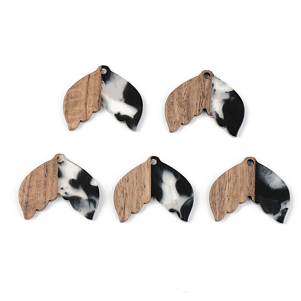 

PandaHall Transparent Resin & Walnut Wood Pendants, Fishtail Shape, Black, 23x28x3mm, Hole: 2mm Resin+Wood Fish Black