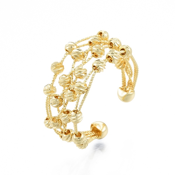 

PandaHall Brass Rotating Beaded Open Cuff Rings, Wire Wrap Chunky Ring for Anxiety Stress Relief, Golden, Inner Diameter: 16~19mm Brass