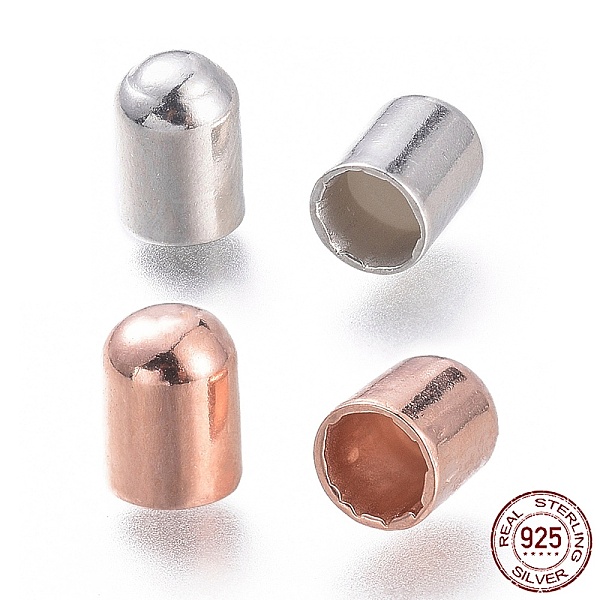 

PandaHall 925 Sterling Silver Cord End Findings, Mixed Color, 4.7x3.6mm, Inner Diameter: 2.5mm Sterling Silver