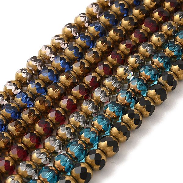 

PandaHall Transparent Electroplate Glass Beads Strands, Half Golden Plated, Faceted, Round, Mixed Color, 8mm, Hole: 1mm, about 40pcs/strand..., Multicolor