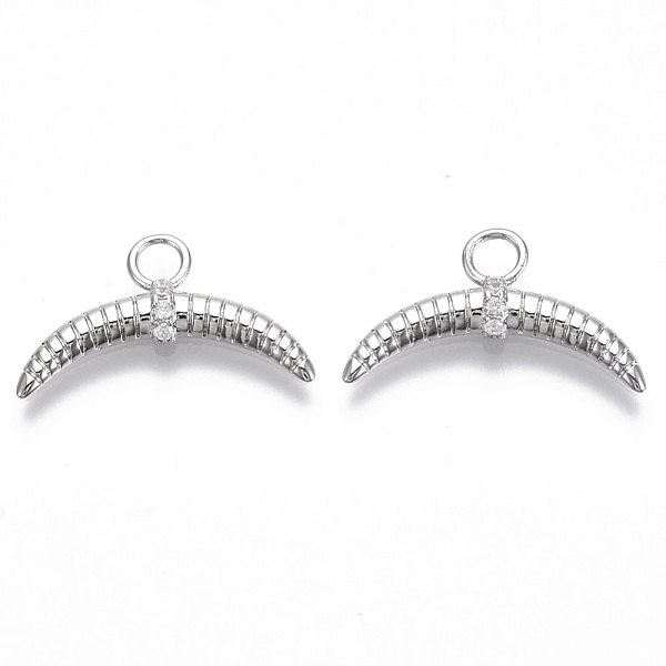 

PandaHall Brass Micro Pave Cubic Zirconia Pendants, Nickel Free, Moon, Clear, Real Platinum Plated, 12x20.5x2.5mm, Hole: 2.5mm Brass+Cubic...
