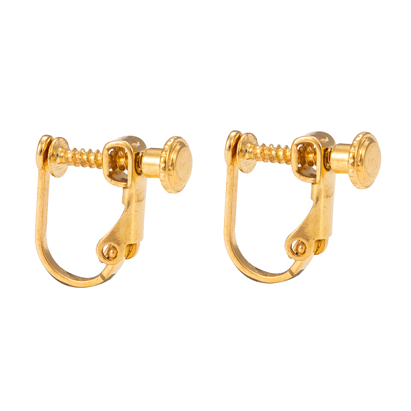 

PandaHall Brass Screw On Clip-on Earring Findings, Spiral Ear Clip, For Non-Pierced Ears, Golden, 13~15x13x5mm Brass