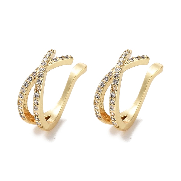 

PandaHall Brass Micro Pave Cubic Zirconia Cuff Earrings, Criss Cross Rings for Women, Long-Lasting Plated, Cadmium Free & Lead Free, Real...