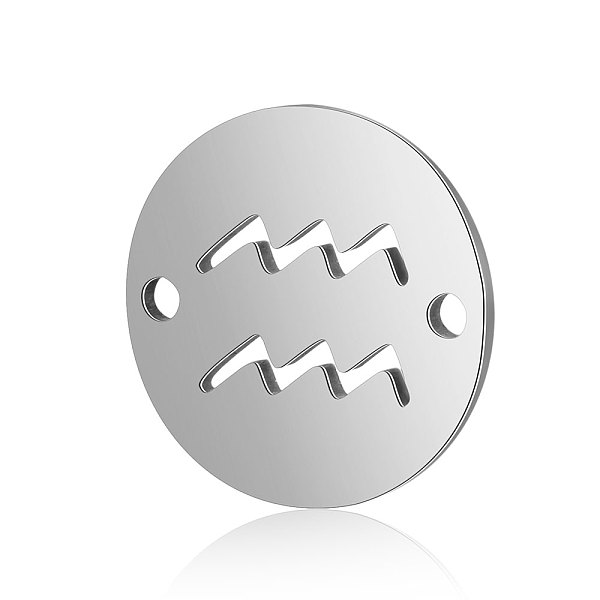 

PandaHall Titanium Steel Links connectors, Flat Round with Constellation, Stainless Steel Color, Aquarius, 12x0.8mm, Hole: 0.8mm Titanium...