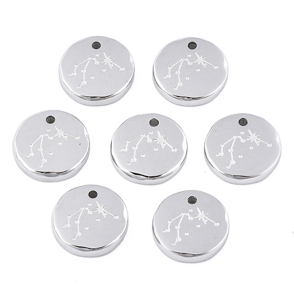 

PandaHall 316 Surgical Stainless Steel Charms, Flat Round with Constellation, Stainless Steel Color, Aquarius, 10x2mm, Hole: 1mm 316...