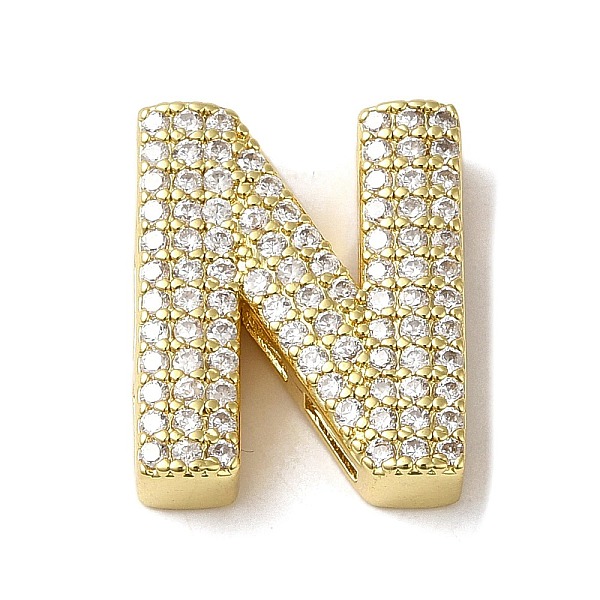 

PandaHall Brass Beads, with Clear Cubic Zirconia, Letter N, 20x16.5x5.5mm, Hole: 4.5x2.5mm Brass+Cubic Zirconia Letter N Clear