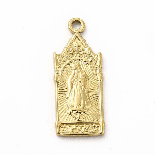 

PandaHall 304 Stainless Steel Pendants, Virgin Mary & Cross Charms, Golden, 28.5x11.5x2mm, Hole: 1.8mm 304 Stainless Steel Human