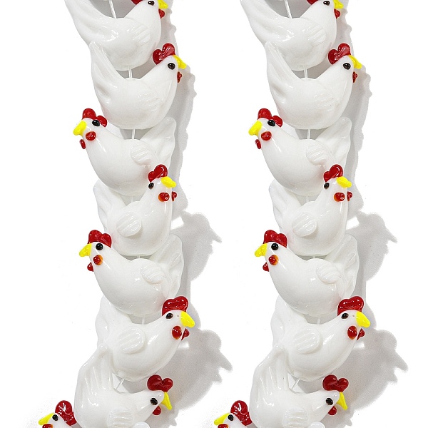 

PandaHall Handmade Lampwork Beads Strands, Rooster, White, 16~17x20~22.5x11~12mm, Hole: 1.2~1.5mm, about 40pcs/strand, 17.72 inch(45cm)...
