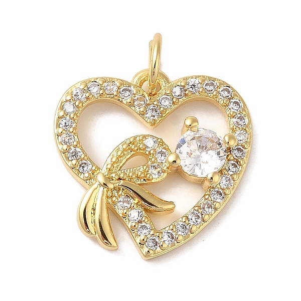 

PandaHall Rack Plating Brass & Clear Cubic Zirconia Pendants, Cadmium Free & Lead Free, Long-Lasting Plated, Heart, with Jump Ring, Real 18K...