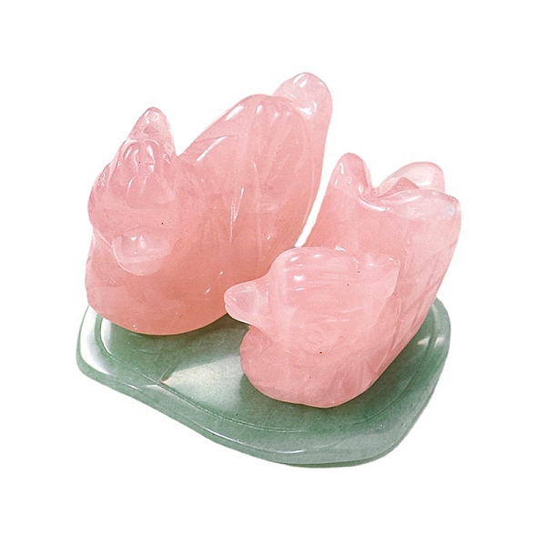 

PandaHall Natural Rose Quartz Mandarin Duck & Green Aventurine Lotus Leaf Figurine Display Decorations, Energy Stone Ornaments, 38~40mm...