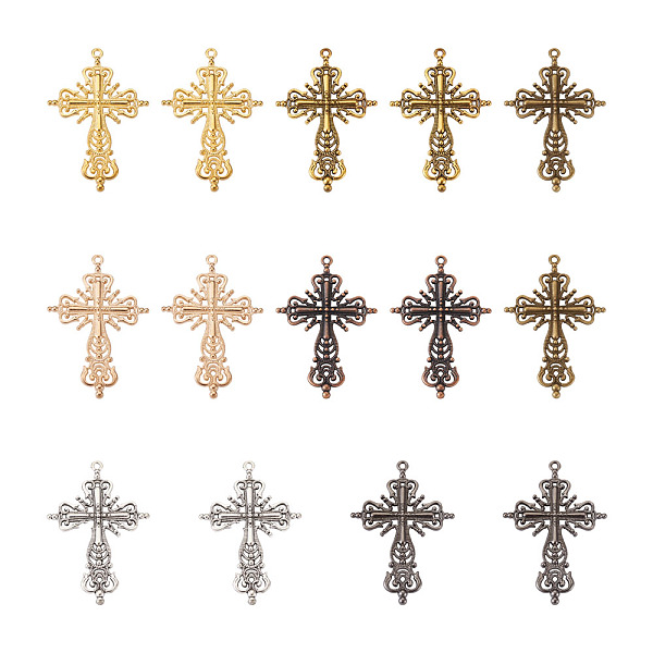 

PandaHall Craftdady Hollow Alloy Big Pendants, for Religion, Cadmium Free & Lead Free, Cross, Mixed Color, 42.5x63x4mm, 7 colors, 4pcs/color...