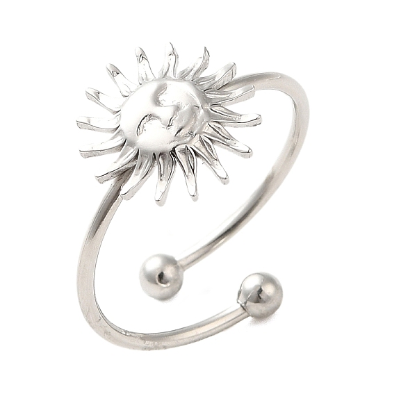 

PandaHall 304 Stainless Steel Open Cuff Ring, Flower, Inner Diameter: 17.8mm 304 Stainless Steel Flower