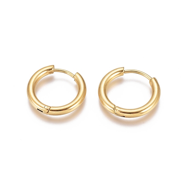 

PandaHall Ion Plating(IP) 304 Stainless Steel Huggie Hoop Earrings, with 316 Surgical Stainless Steel Pin, Ring, Golden, 17x2.5mm, 10 Gauge...