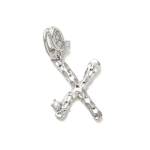 

PandaHall Rack Plating Brass Micro Pave Cubic Zirconia European Dangle Charms, Large Hole Letter Pendant, Platinum, Long-Lasting Plated..., Clear