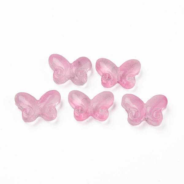 

PandaHall Two Tone Transparent Spray Painted Glass Beads, Butterfly, Pink, 10x14.5x4.5mm, Hole: 1mm Glass Butterfly Pink