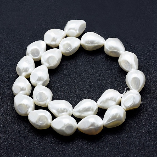 

PandaHall Electroplate Shell Pearl Beads Strands, Faceted, teardrop, White, 18x13~14mm, Hole: 1mm, about 22pcs/strand, 15.7 inch(40cm) Shell...
