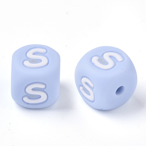 

PandaHall Food Grade Eco-Friendly Silicone Beads, Horizontal Hole, Chewing Beads For Teethers, DIY Nursing Necklaces Making, Letter Style..., Blue
