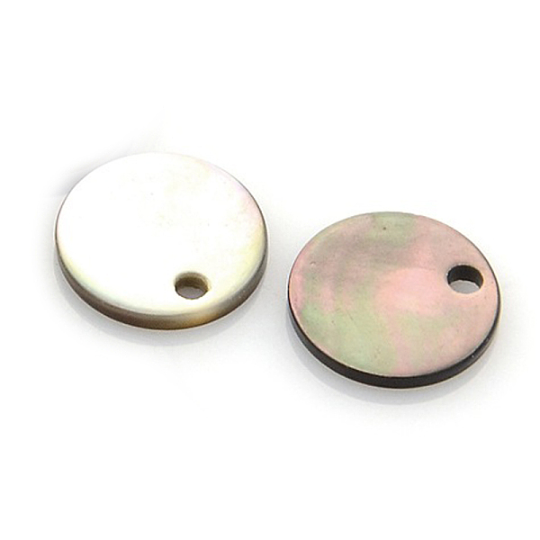 

PandaHall Natural Black Lip Shell Flat Round Charms, 10x1mm, Hole: 1mm Black Lip Shell Flat Round