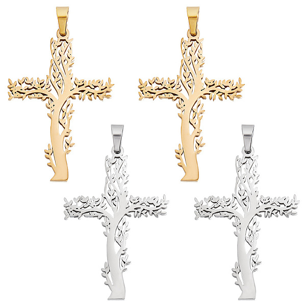 

PandaHall Unicraftale 4Pcs 2 Colors 304 Stainless Steel Pendants, Cross with Tree, Mixed Color, 47x31.5x2mm, Hole: 6.5x4mm, 2pcs/color 304...