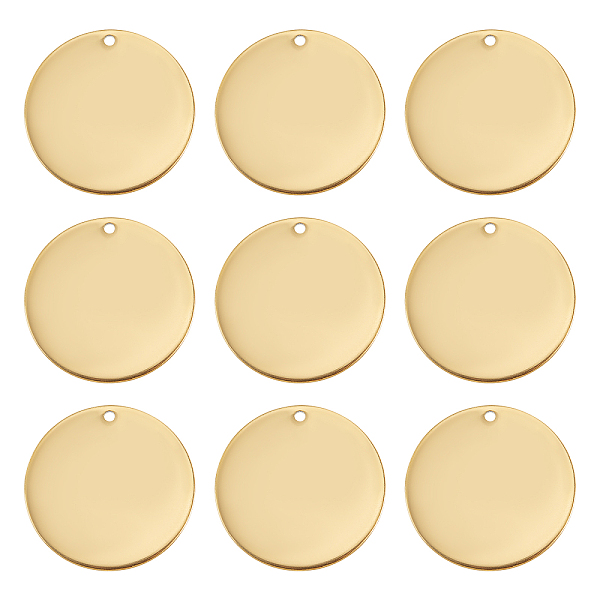 PandaHall BENECREAT 24Pcs Gold Flat Round Blank Stamping Tag 304 Stainless Steel Round Tags with Hole for Jewelry Making 304 Stainless Steel...