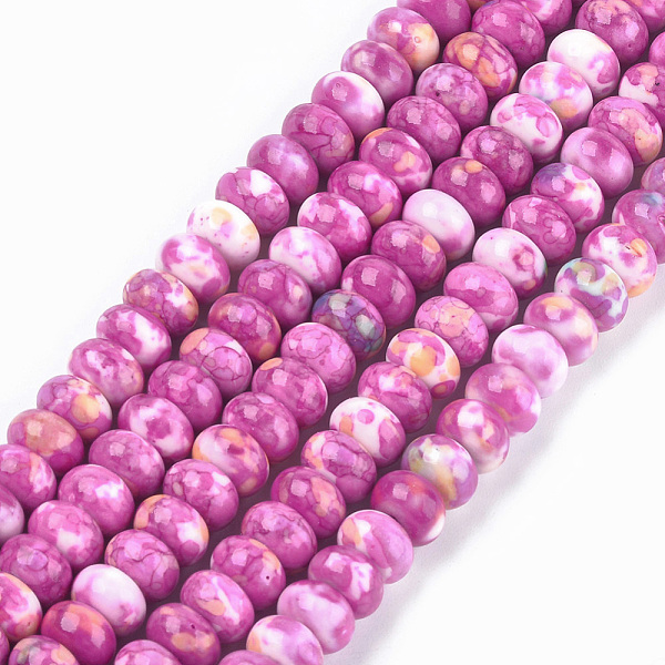 

PandaHall Synthetic Ocean White Jade Beads Strands, Dyed, Rondelle, Camellia, 8x5mm, Hole: 1.5mm, about 78pcs/strand, 15.7 inch Ocean White..., Pink
