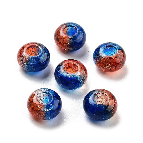 

PandaHall Two Tone Transparent Crackle Acrylic European Beads, Large Hole Beads, Rondelle, Dark Blue, 14x8.5mm, Hole: 5.5mm, about...