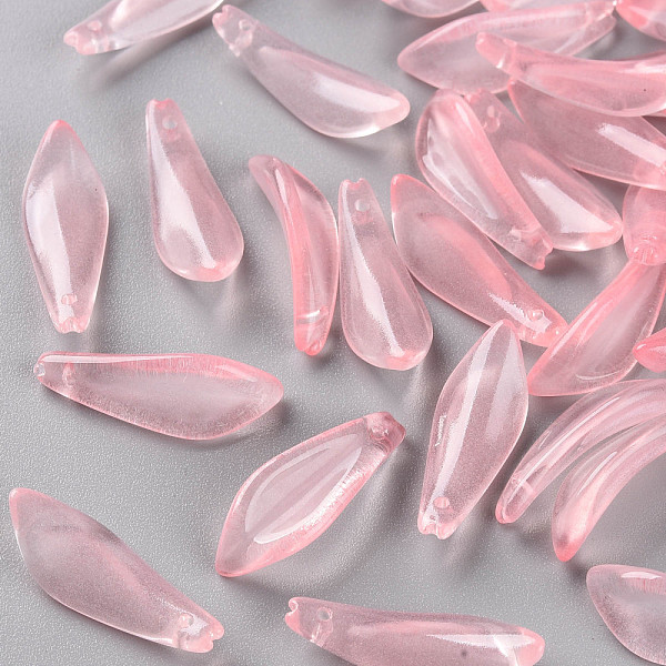 

PandaHall Transparent Spray Painted Glass Pendants, Petaline, Light Coral, 25.5x9x4mm, Hole: 1mm Glass Petaline