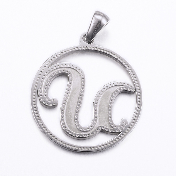 

PandaHall 304 Stainless Steel Pendants, Flat Round with Letter, Stainless Steel Color, Letter.U, 28x25x1.2mm, Hole: 6x3.5mm 304 Stainless...