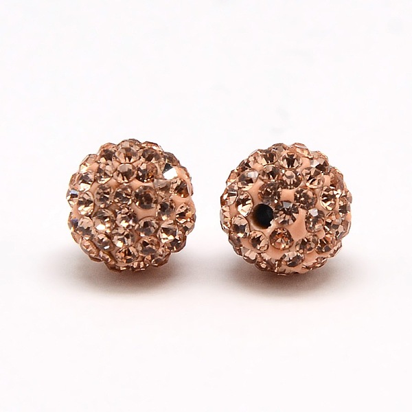

PandaHall Polymer Clay Rhinestone Beads, Pave Disco Ball Beads, Grade A, Round, PP9, Light Peach, PP9(1.5~1.6mm), 6mm, Hole: 1.2mm Polymer..., Pink