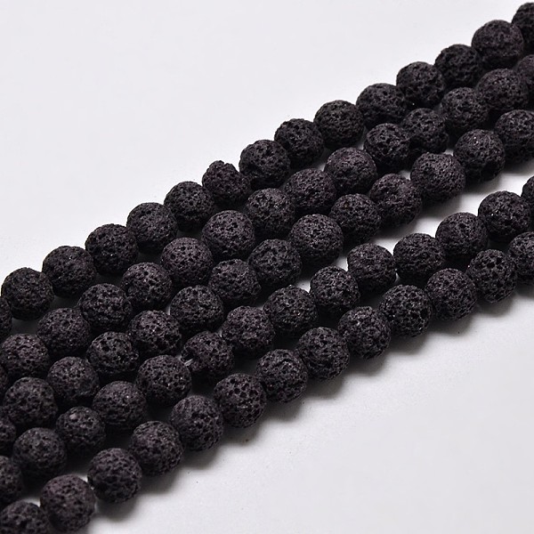 

PandaHall Natural Lava Rock Round Bead Strands, Dyed, Black, 8mm, Hole: 1mm, about 50pcs/strand, 15.7 inch Lava Rock Round Black