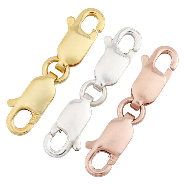 

PandaHall GLOBLELAND 3Pcs 3 Colors Double Lobster Claw Clasps Double Claw Connector 925 Sterling Silver Necklace Clasp Bracelet Extension...