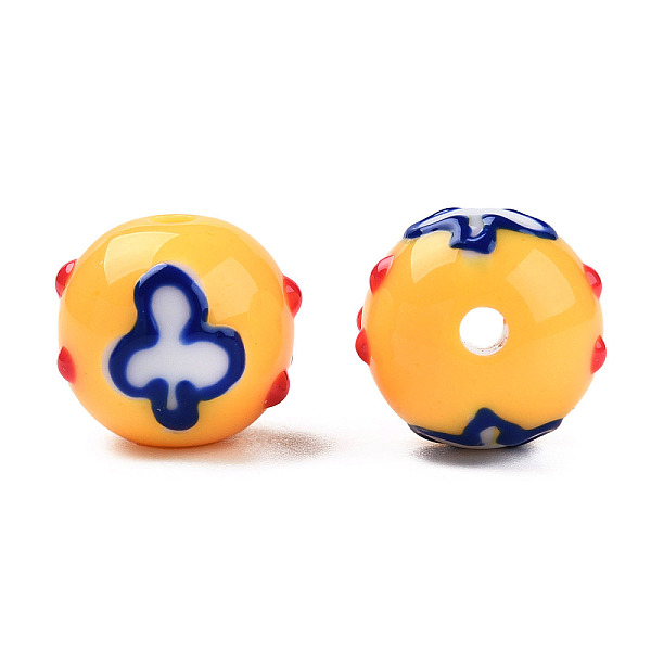 

PandaHall Opaque Acrylic Beads, with Enamel, Round with Club, Gold, 15.5~16x15mm, Hole: 2.5mm Acrylic Round Gold