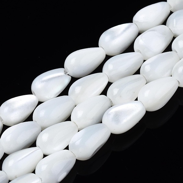 

PandaHall Natural Trochid Shell/Trochus Shell Beads Strands, Bleach, Teardrop, 6.5x4mm, Hole: 1mm, about 63pcs/strand, 15.67 inch(39.8cm)..., White