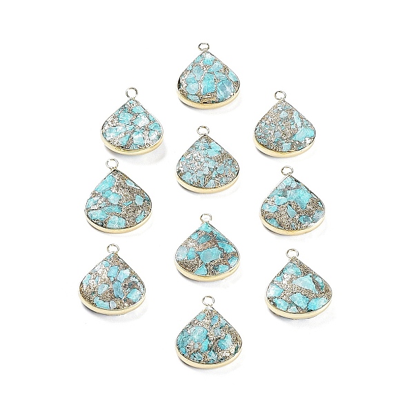 

PandaHall Natural Imperial Jasper Pendants, with Light Gold Tone Iron Edge, Teardrop, 24.5x21x6.5mm, Hole: 2.5mm Imperial Jasper Teardrop