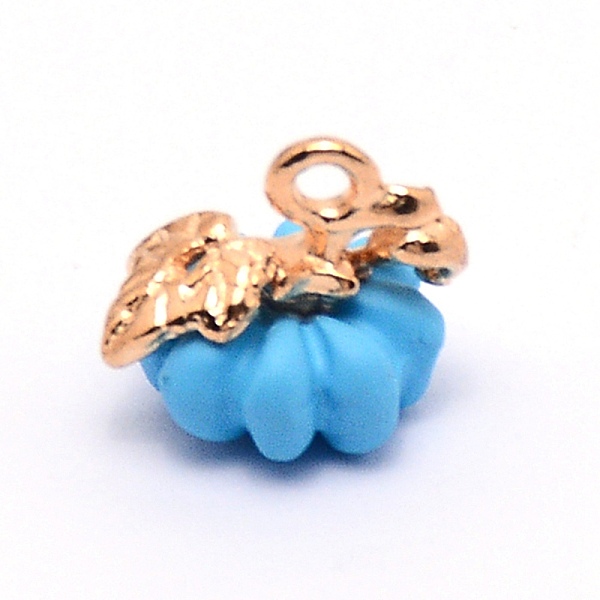 

PandaHall Spray Painted Zinc Alloy Charms, Autumn Theme, Pumpkin, Deep Sky Blue, 11x13x10mm, Hole: 1.5mm Alloy Pumpkin