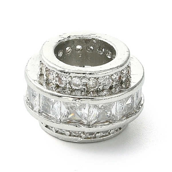 

PandaHall Rack Plating Brass Micro Pave Clear Cubic Zirconia European Beads, Long-Lasting Plated, Lead Free & Cadmium Free, Column, Platinum...